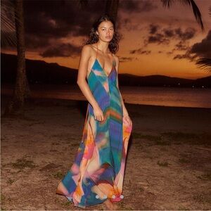 Free People Catalina Maxi Dress in Sunset Combo L